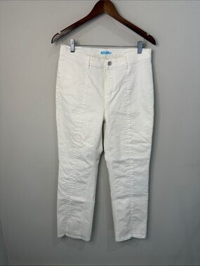 J. McLaughlin White Front Seam Straight Leg Stretch Pants 29" Inseam Size 10
